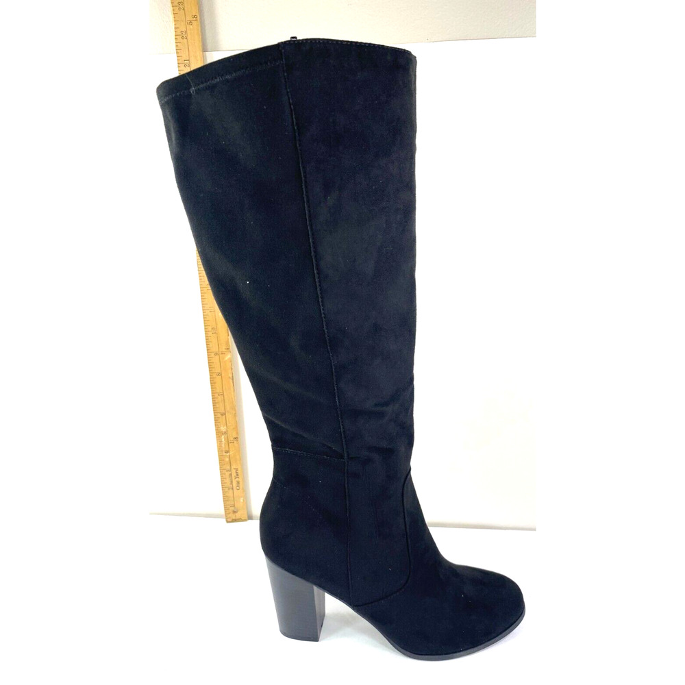 Style & Co Almond Toe Block Heel Tall Boots Faux Suede Size 11M NWB